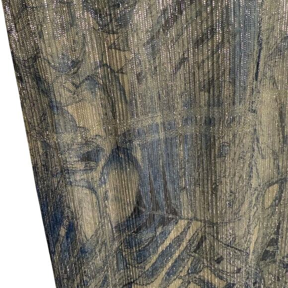 Mia Vesper Frond Mermaid Blue Printed Sleeveless Chiffon Maxi Dress Size Small - Picture 14 of 15